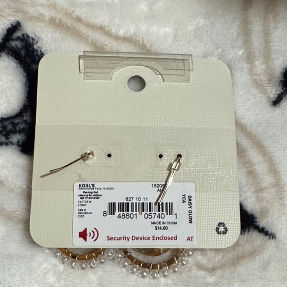 Emberly Gold and White Teardrop Earrings - Picture 6 of 6